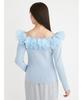 Selford Ruffle Rib Knit Top CWNT251096 SAX 2-Way Women's