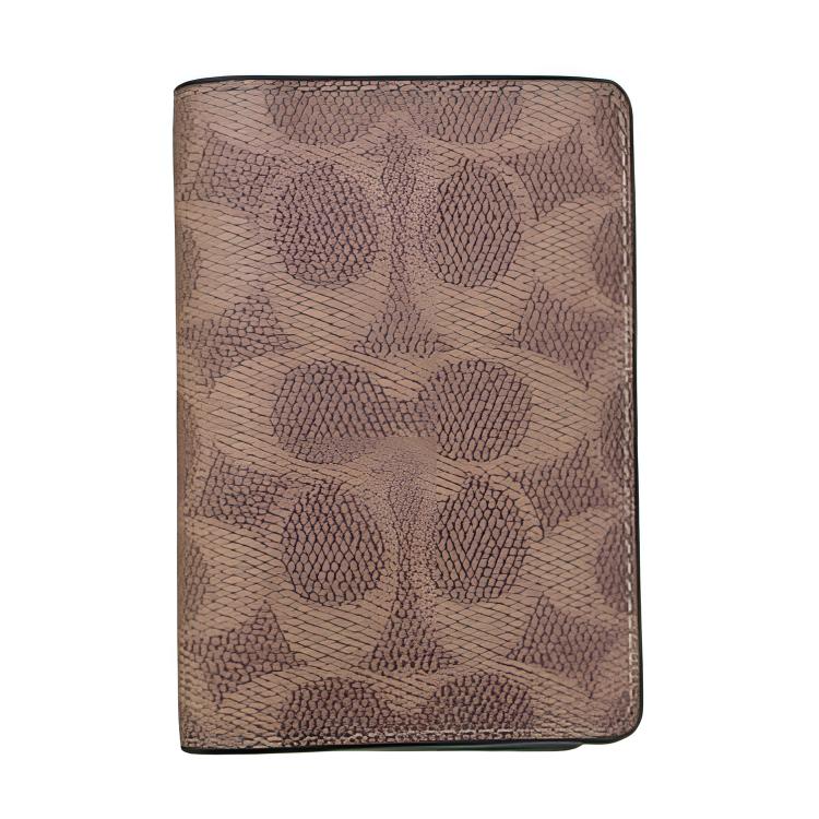 Coach 8 Brand Print Double Fold Open Coated Canvas Card Case Men Card Case Brown Black CW367-NRX Tan & Black