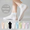 2 Pairs of Socks - Women's Short-tube Summer Lightweight Mesh Breathable Mid-calf Socks with Ear Pulls, Shallow-cut Short Socks, Solid Color