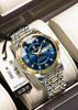 quartz stainless stylish Men's watch, blue, popular, movement, calendar, waterproof, steel,