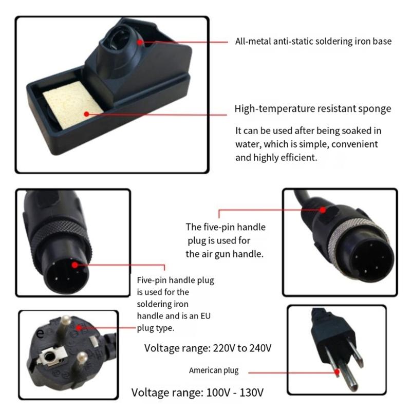 Digital Display USB Port Soldering Station Electric Soldering Iron And Hot Air Welding Equipment Repair Electric Tool