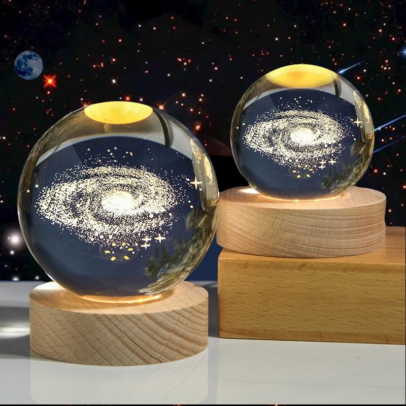 Solar System Crystal Ball Creative 3D Planets Glass Sphere Unique Luminous Decorative Balls Ornaments Gifts Home Accessories
