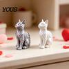 Katzenförmige Dekoration 3D-gedruckte Statue mit welligem Fell, Moderne sitzende Figur für Schreibtischdekoration Bücherregaldekoration, Minimalistische Kunstskulptur Home Office,
