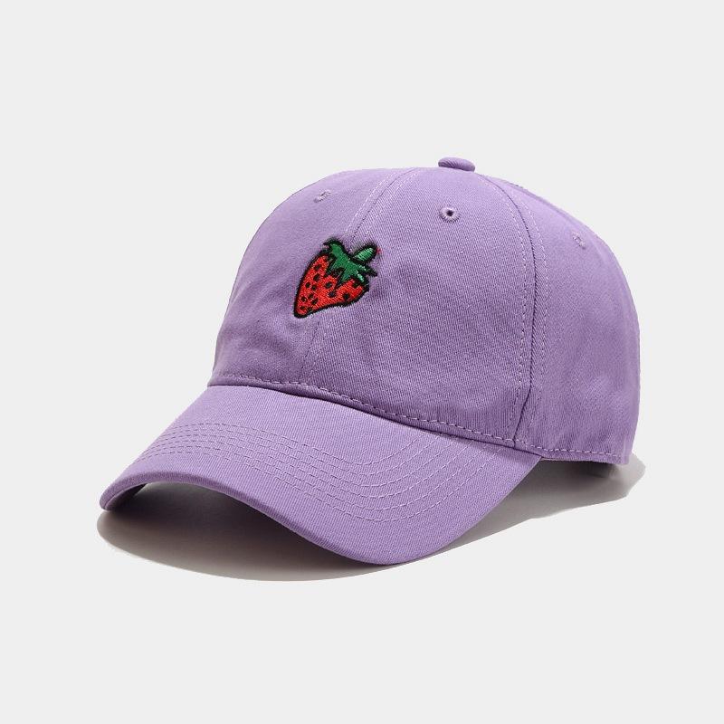 Sunscreen Embroidery Fruit Strawberry Cap Summer Small Fresh Baseball Cap Men's Shade Bend Cap