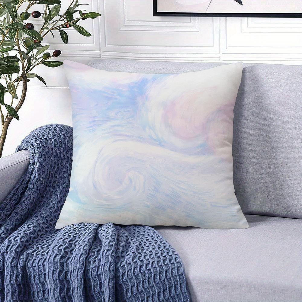 Pastel Swirl Square Jacquard Pillow Cover for Sofa Office Waist Cushion Cover Home Decorative Pillowcase