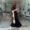 Plus Size T-Shirt Dress Summer Women Solid Loose Beach Casual Elastic Female Dresses O-Neck