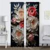 Modern Living Room Curtains 2 Pieces 3D Flower Curtains for Bedroom Blinds Blackout Curtain Partition Halloween Decoration Child