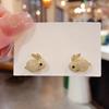CAOSHI Cute Rabbit Shaped Stud Earring with Bright Cubic Zirconia Eternity Unique Pattern Design Elegant Women Party Accessories