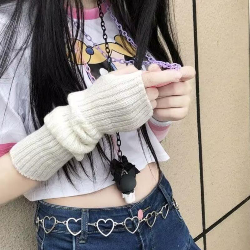 Harajuku Ins Ninja Finger Gloves Dark Dancing Hip Hop Earth Cool Sunscreen Arm Guard Knitted Sleeves Women