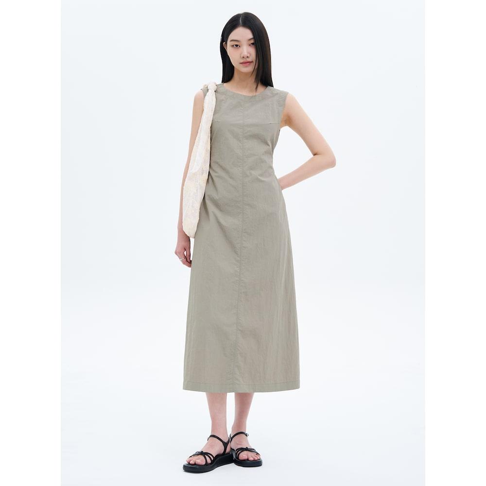 8SECONDS Back Slit Long Dress Khaki