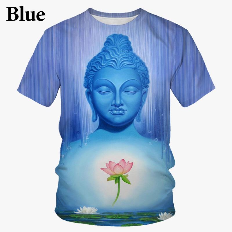 Letní pánské tričko 3D tisk Náboženské tričko s tváří Buddhy Shakya Muni Buddhismus Móda Ležérní Tričko s kulatým výstřihem a krátkým rukávem