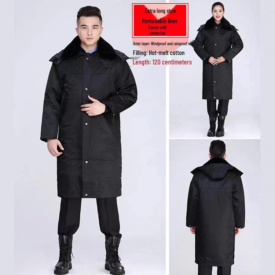 Men's Thickened Cold-Proof Cotton-Padded Military Overcoat – Mid-Length, Multifunctional Workwear Jacket for Labor Protection