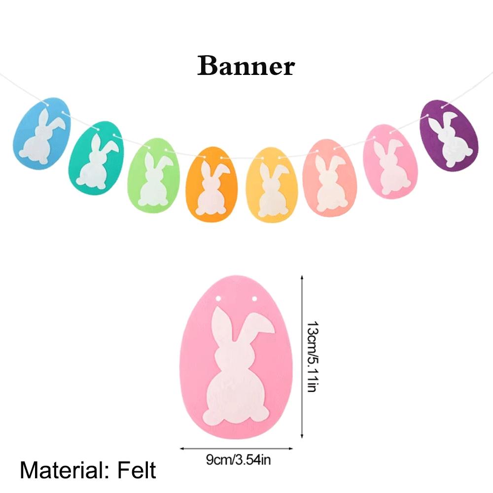 Easter Banner Rustic Burlap Rabbit Carrot Garland Felt Bunny Colorful Egg Bunting Easter Party Decorations Spring Home Ornament