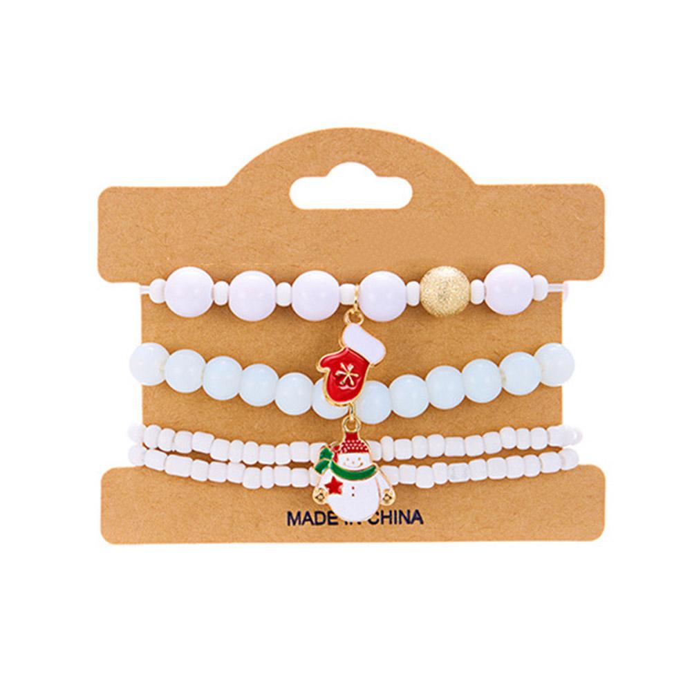 

1Set Christmas Colorful Beaded Bracelet Elastic Soft Exquisite Bangle Beaded Women s Round Set Q3Q3 C-One size