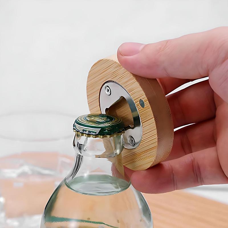5/10PCS Round Bottle Opener Magnetic Fridge Decoration Wooden Beverage Open Tools Suitable for Beer Bottles Kitchen Supplies ZYF