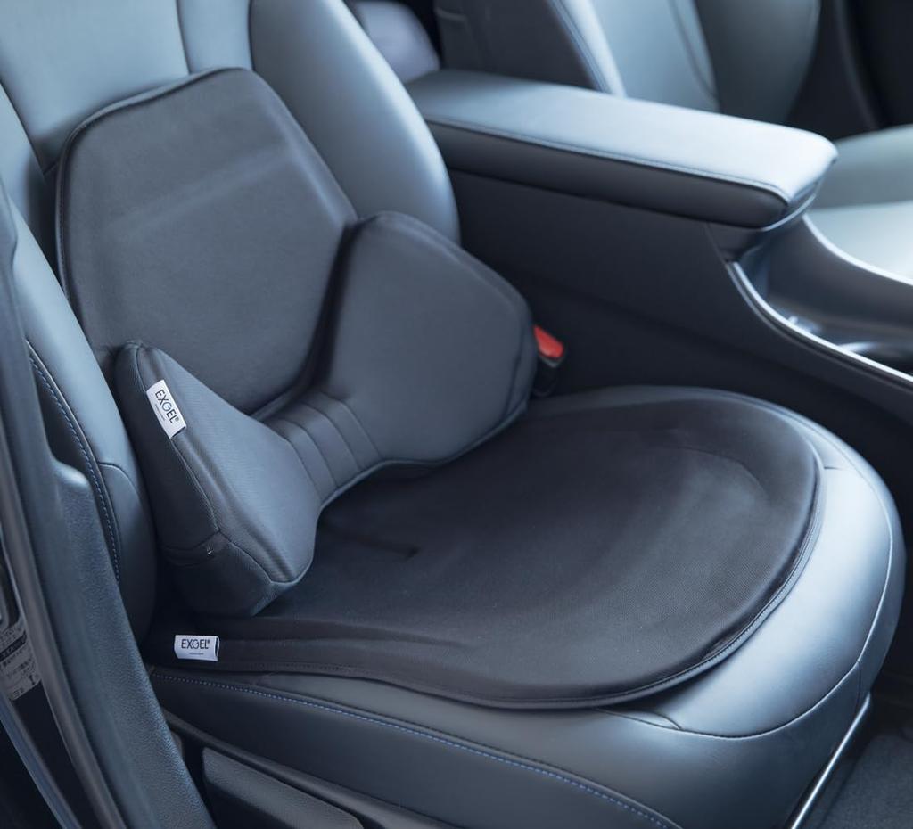 EXGEL Car Cushion Hug Drive Set Olive Green Cushion Zabuton Gel Cushion Seat Cushion Back Cushion Car Cushion Made in Japan Lumbar Support Full