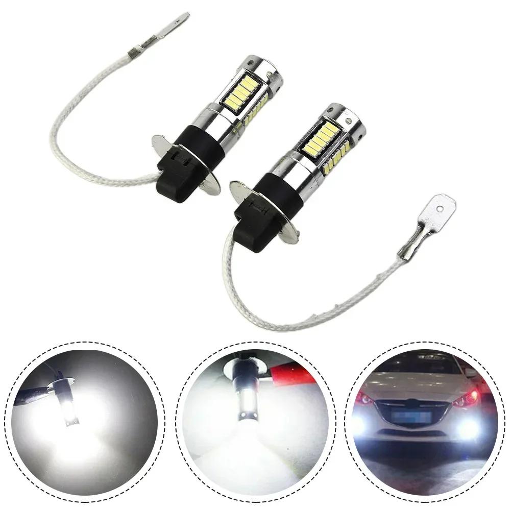 2Pcs H3 LED Fog Light Bulb 6000K 800LM Super White Daytime Running Lamps 12V Led Bulb Fog Lamp 360°Beam Angle Lights
