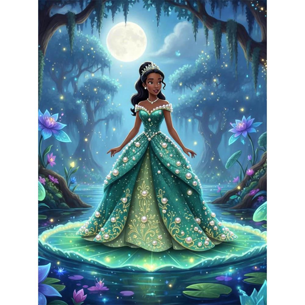 

Disney Princess and the Frog Tianna Princess Artificial Pearl Decorative Set Artificial Pearl Jigsaw Puzzle Embroidered Home Decorative Handmade Gift 35x45cm