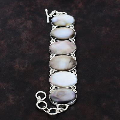 Schwarzes Perlmutt Armband 925 Sterling Silber Armband Edelstein Schmuck Handarbeit verstellbares Kettenarmband Geschenk für Sie Erstaunlicher Schmuck