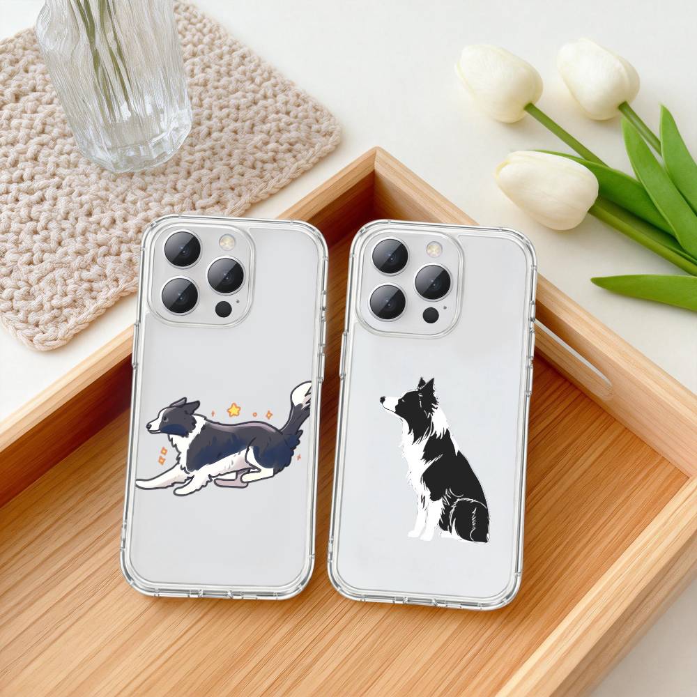 cute border collie dog Phone Case For iPhone17,16,15,14,13Pro Max,us,Soft Silicone Transparent Cover