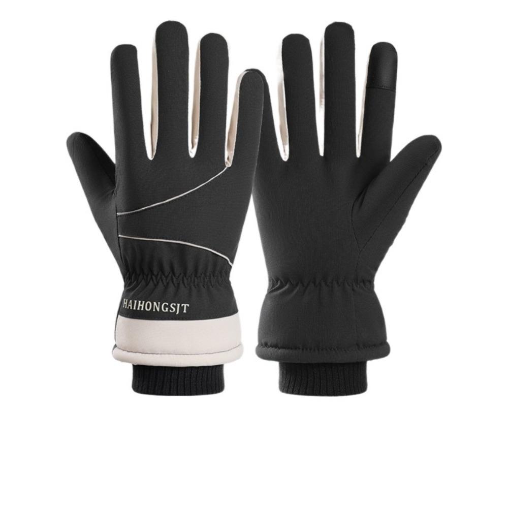 Full Fingers Cold-resistant Winter Gloves Waterproof Piled Riding Gloves Windproof Thickened Cycling Gloves Running