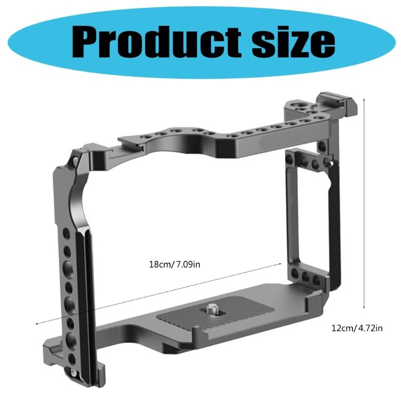 Aluminum DSLR Camera Cage for EOS5d2/5d3 5d4/6d2 Featuring Double Cold Shoe Mounts and Multiple Accessory Screws