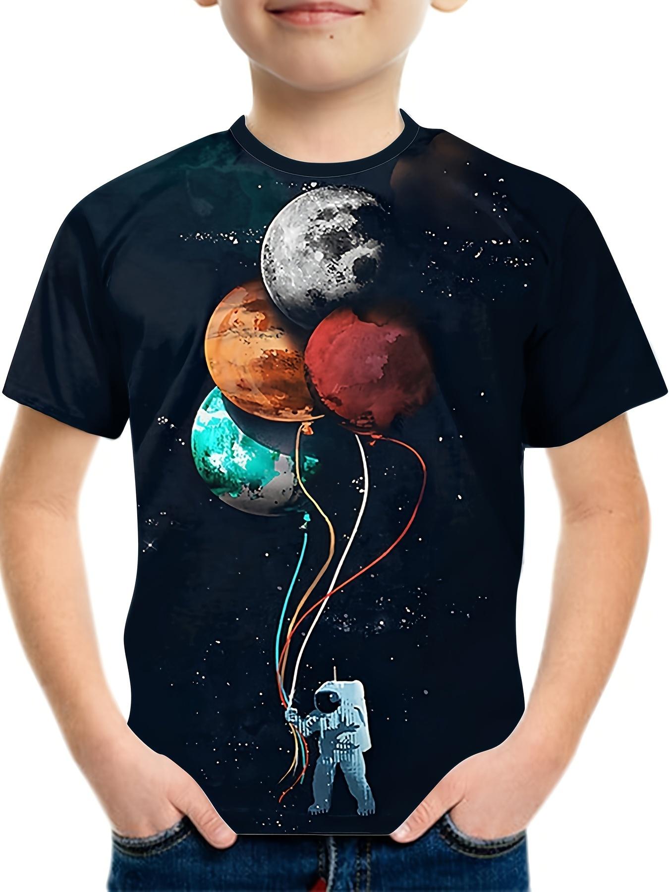 

Детская футболка с 3D-принтом «Астронавт» для мальчиков и девочек, детские топы с коротким рукавом, футболки для мальчиков, детские футболки, летняя футболка для подростков 140