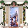 Christmas Door Cover Cute Reindeer Front Door Cover 35x82in Porch Welcome Sign Banner for Winter Holiday Party Photo Backdrop Decor