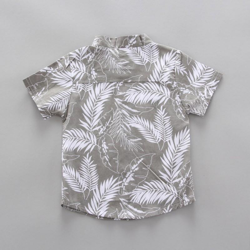 Sommer Barn Baby Gutter Kortermet Løv Mønster T-skjorte Bluse+Shorts Uformelle antrekk sett