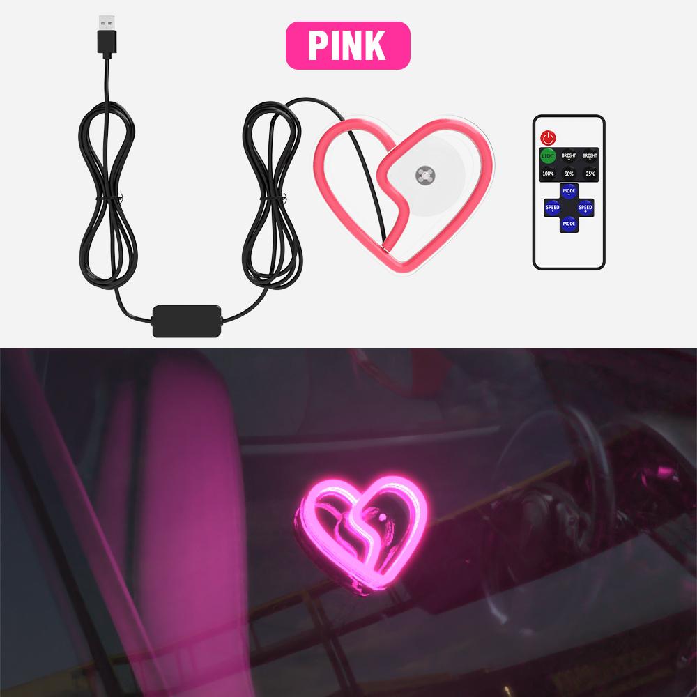 LED Window Automobile Lights for Car, Neon Lights Car Decoration, Glowing Heart Atmosphere Lights USBwiring,interior Decoration