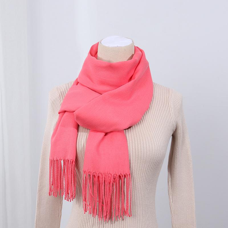 Big Red Scarf Korean Style Women's Winter Imitation Cashmere Thickened All Match Warm Shawl Solid Color Dual Use