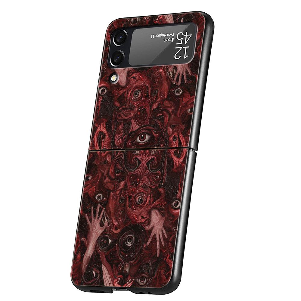 Hard PC Phone Case For Samsung Galaxy Z Flip 7 6 5 4 Black Cover For Galaxy Z Flip 3 Foldable Capas Trendy Cool Eyes Creative