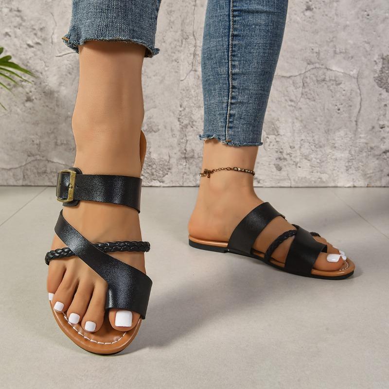 New Summer Plus Size Women's Toe Thong Fashion Flat Heel Casual Slide Sandals
