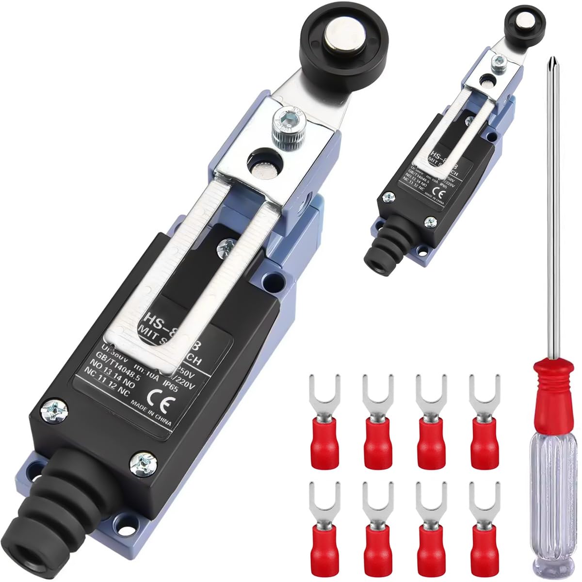 

DAOKAI Limit Switch ME-8108 Adjustable Roller Lever Arm 1NC+1NO 10A SPDT Temporary Industrial Limit Switch High Precision-2pcs