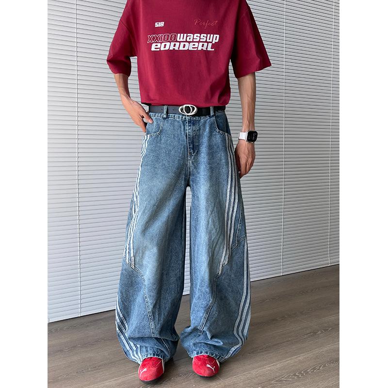 

Джинсы JYL мужские расклешенные черный заклепка необработанный край американский хай-стрит высокая талия деним S бездна