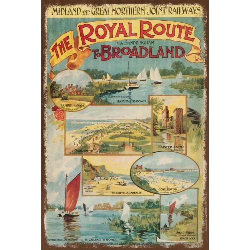 Royal Route Broadlands Sandringham Railway Train Vintage Look Metal Sign Norfolk Decor Classic Rail Art
