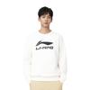 Li Ning Sports Trend Series Casual Minimalist Solid Color Round Neck Pullover Loose Sweatshirt Men Sweatshirt Off-White AWDV243-1