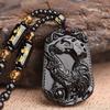 Fashion Chinese Style Zodiac Obsidian Carving Animal Horse Pendant Charm Men and Women Couple Amulet Necklace