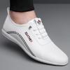 Men's White Leather Slip-On Casual Business Driving Shoes
