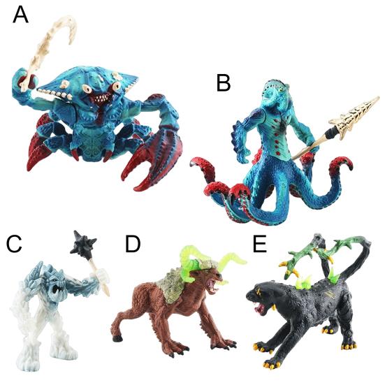 Monsters Figurine Various Water Crab Octopus Ice Demon Cattle Black Panther Monsters Model Ornament PVC Mythical Animal Statue Model Decoration