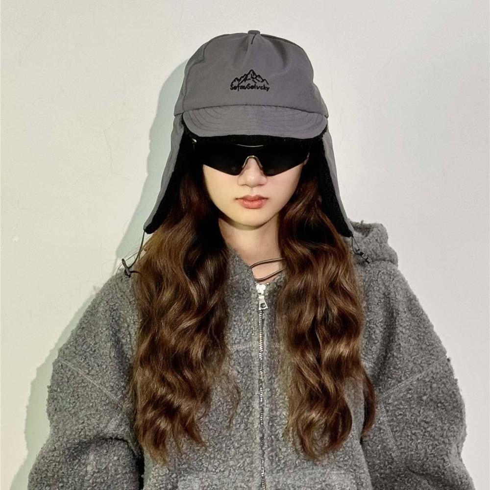 Japanese Style Earflaps Visor Hat Lightweight Windproof Pilot Cap Ear Protection Cap  Autumn