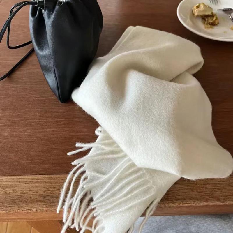 Haute couture version! Double-sided thickened women's beige big scarf, solid color scarf in autumn and winter