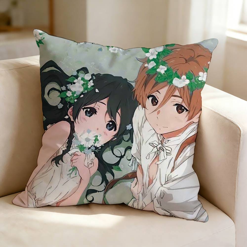 T-Tamako Market Anime K-Kitashirakawa Tamako Pillow Case Square Double-Sided Sofa Cushion Cover Bedroom Bedside Pillow