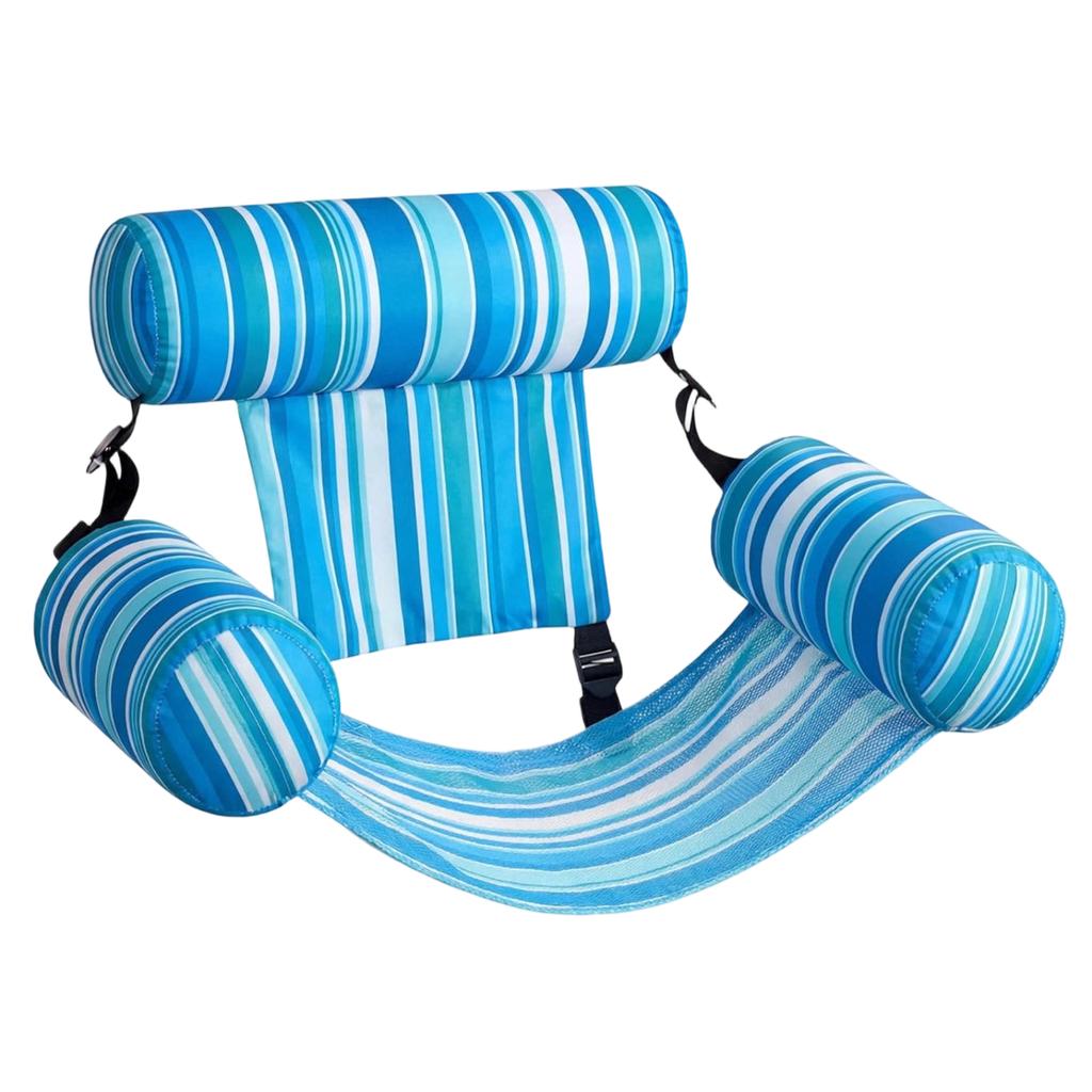 Aufblasbarer schwimmender Liegestuhl für Erwachsene, Pool-Schwimmhilfe mit verstellbarer Rückenlehne und Armlehnen, strapazierfähiger Netzsitz für Entspannung und Wassersport