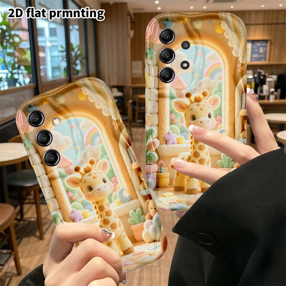 Phone Case: 2D flat, suitable for Samsung Galaxy A34 A35 M05 M06 S20 S22 S21 FE Plus 5G, fairy tale cottage giraffe, perfect holiday gift for Christma