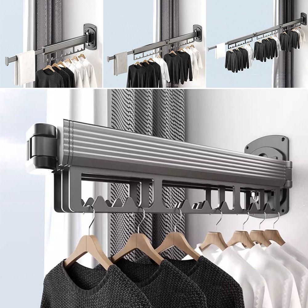 Infällbar Vikbar Klädhängare Rymdaluminium Klädtorkställning Tvätt