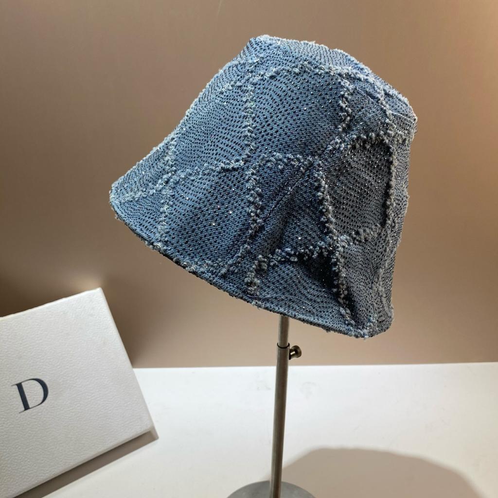 French Paris Designer Gypsy Denim Bucket Hat Japanese Broken Face Small Sunshade Bucket Hat