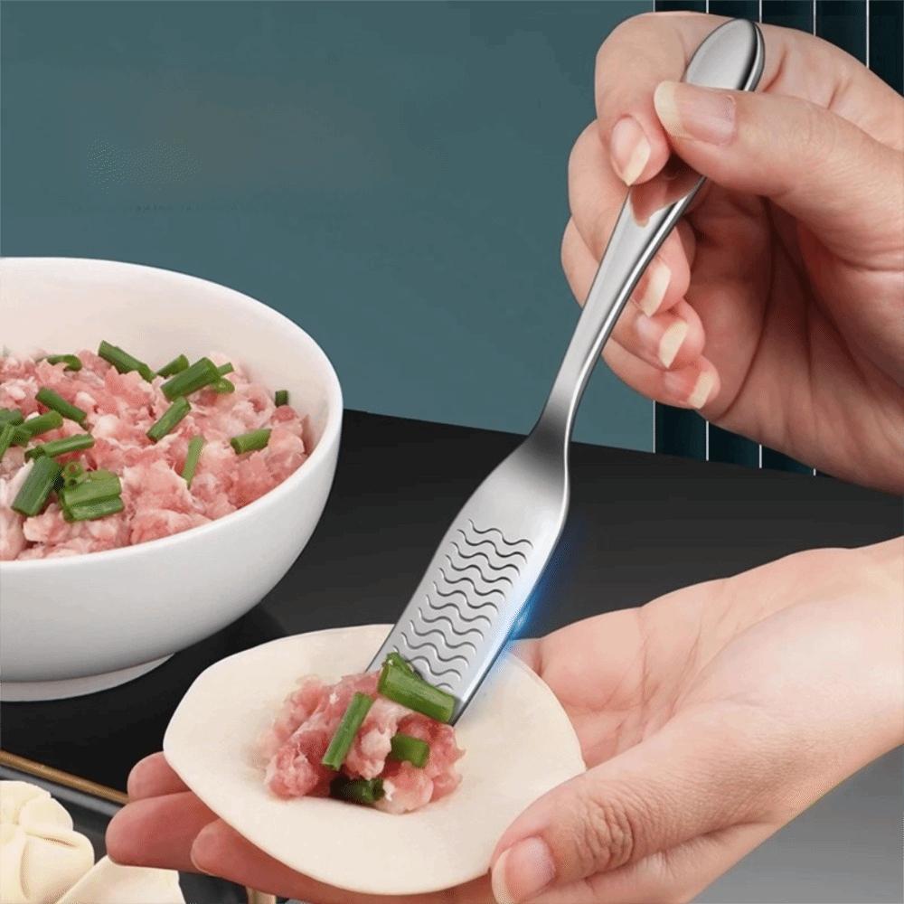 2pcs 316 Stainless Steel Dumpling Filling Spoon Non-slip Bread Butter Spatula Cooking