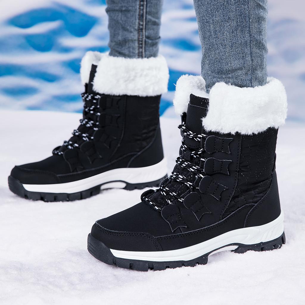 Fashion New Women Cotton Shoes Waterproof and Cold Proof Keep Warm Long Boots for Women Outdoor with Thick Velvet and Warmth Snow Boots