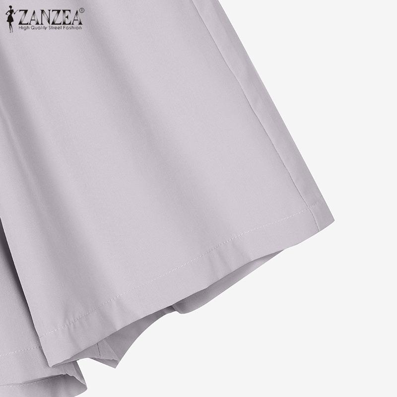 ZANZEA Women 3/4 Sleeve Blouse and Shorts Summer Two Piece Suit Sets
